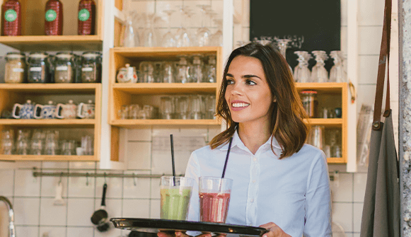 Waitress with smoothies
